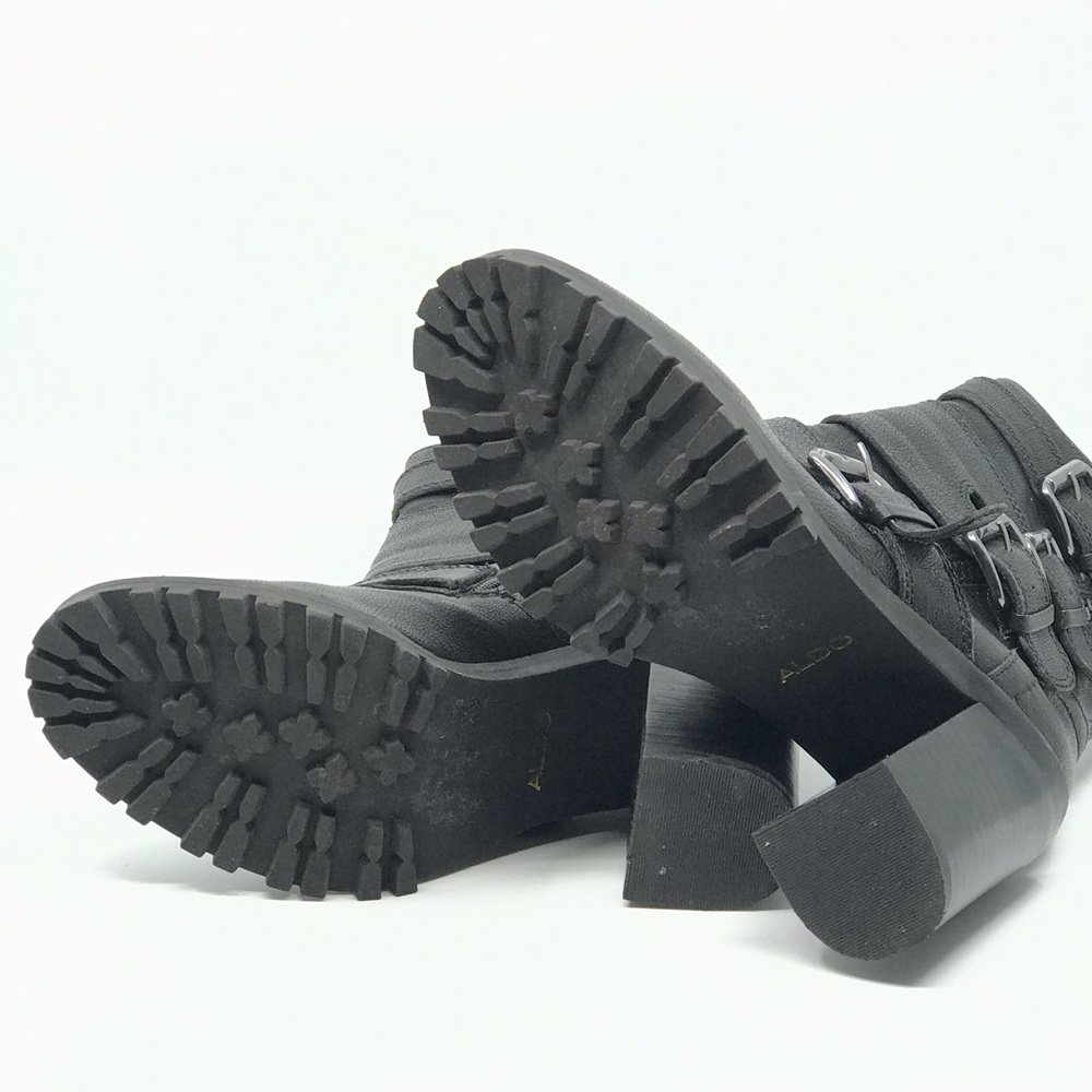 ALDO BLACK LEATHER MULTI BUCKLE BOOT - Picture 7 of 7